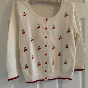 Forever21 Embroidered Cotton Cardigan - Womens L